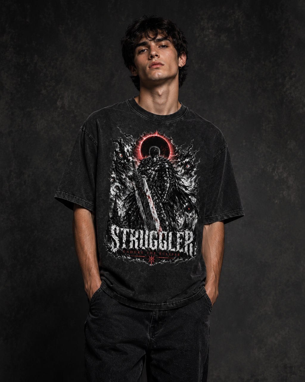 The Struggler — Snow-Washed Oversized Graphic Tee