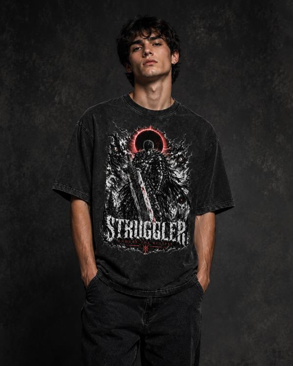 The Struggler — Snow-Washed Oversized Graphic Tee