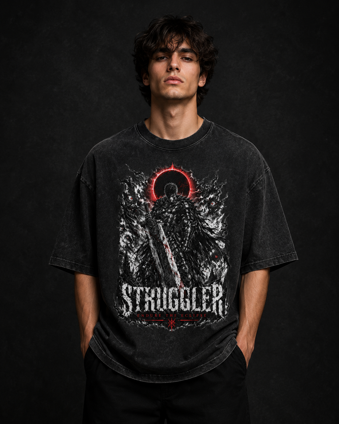 The Struggler — Snow-Washed Oversized Graphic Tee