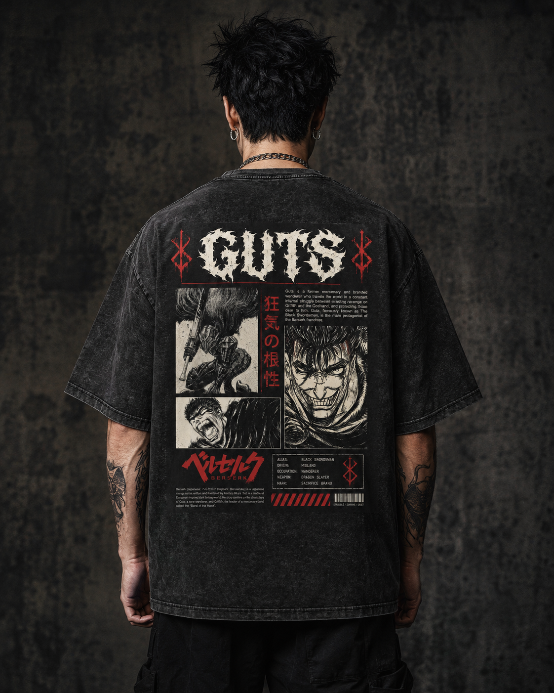 Branded Swordsman — Snow-Washed Oversized Tee