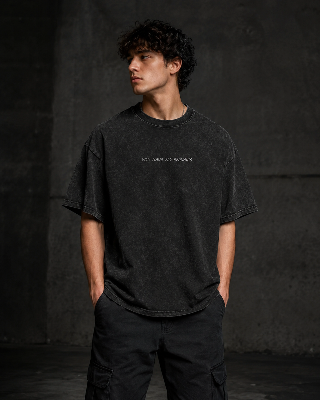 No Enemies — Washed Oversized Graphic Tee