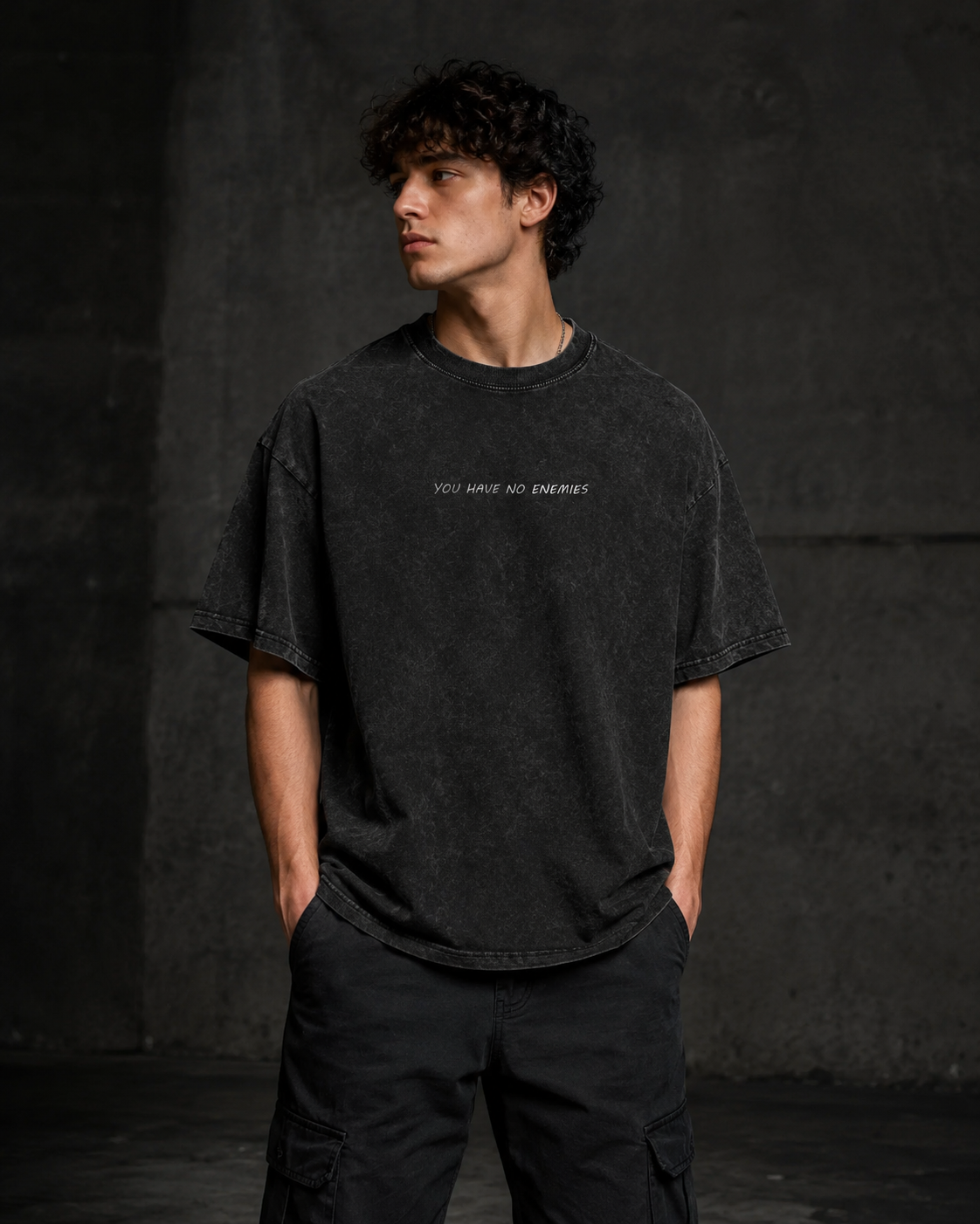 No Enemies — Washed Oversized Graphic Tee