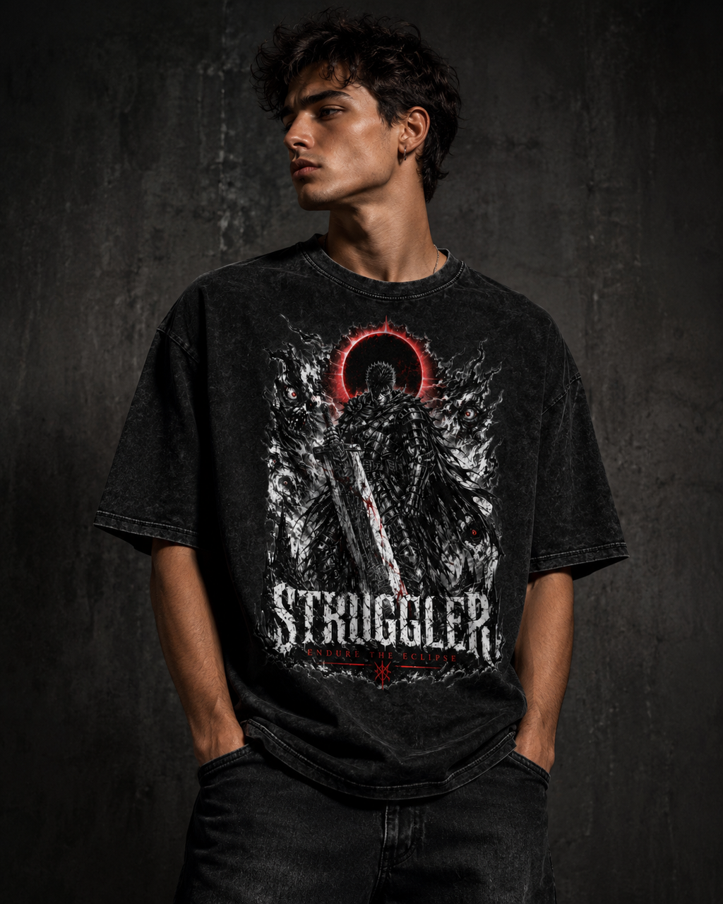 The Struggler — Snow-Washed Oversized Graphic Tee