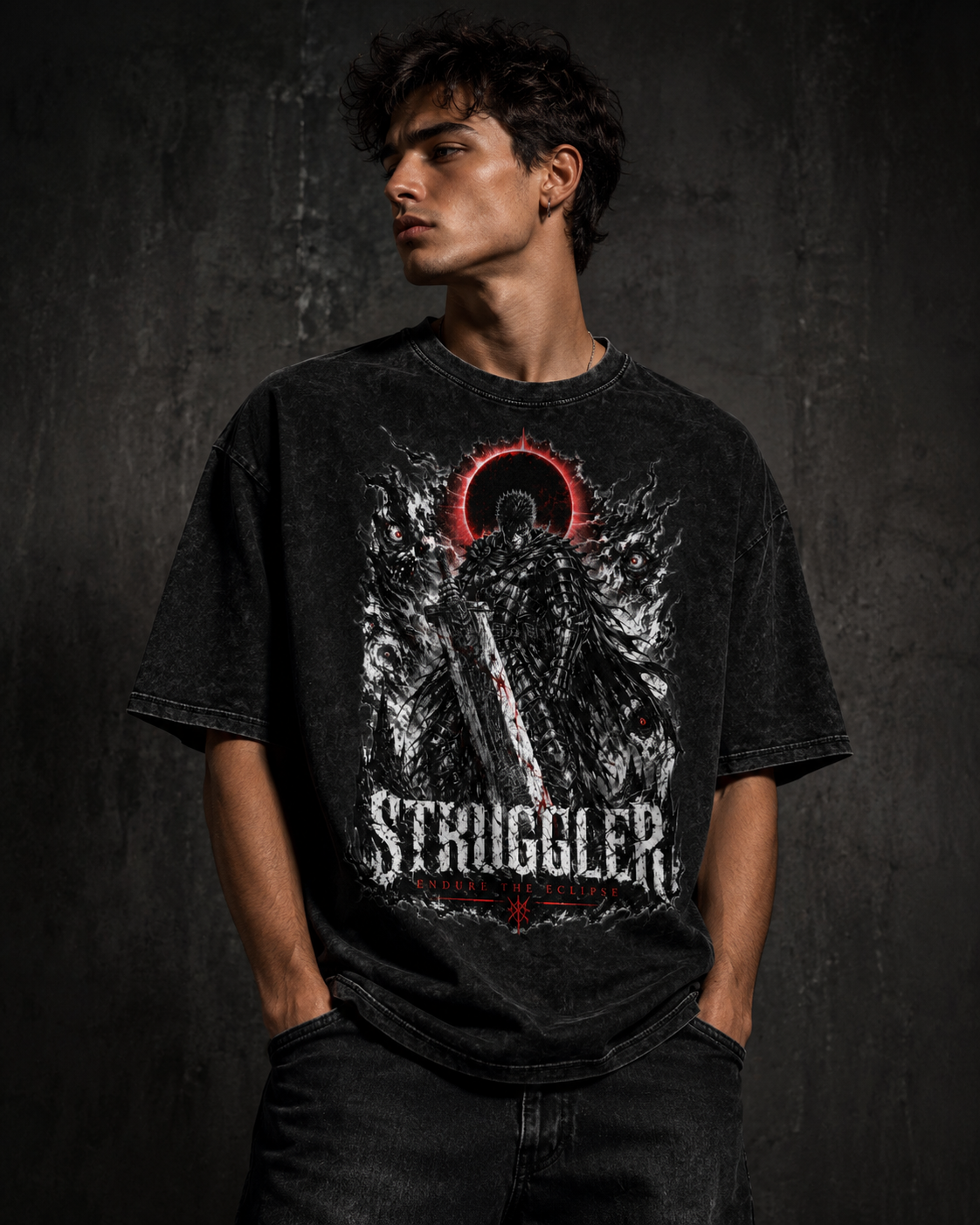 The Struggler — Snow-Washed Oversized Graphic Tee