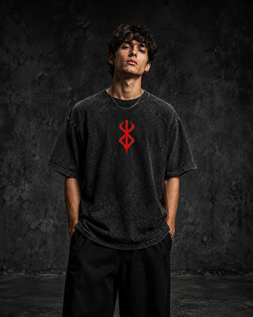 Branded Swordsman — Snow-Washed Oversized Tee